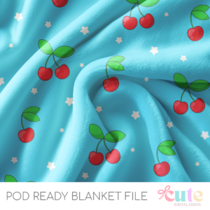 Blue Cherries & Stars POD Blanket File