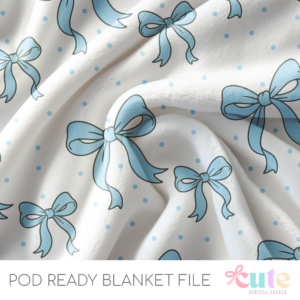 Coquette Bow Blue POD Blanket File