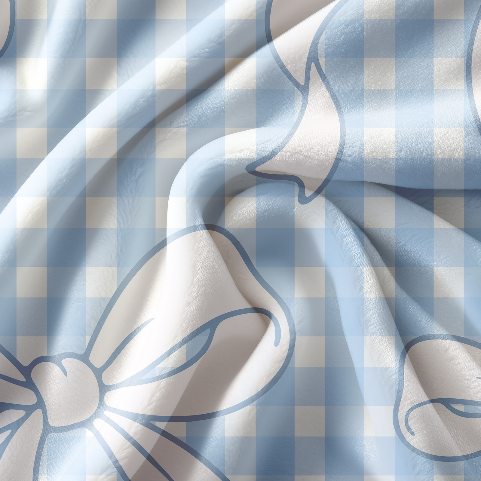 Coquette Gingham Bow Blue POD Blanket File - Image 3