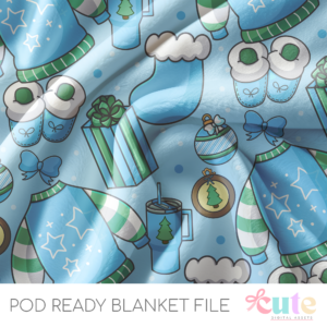 Cozy Blue Christmas POD Blanket File