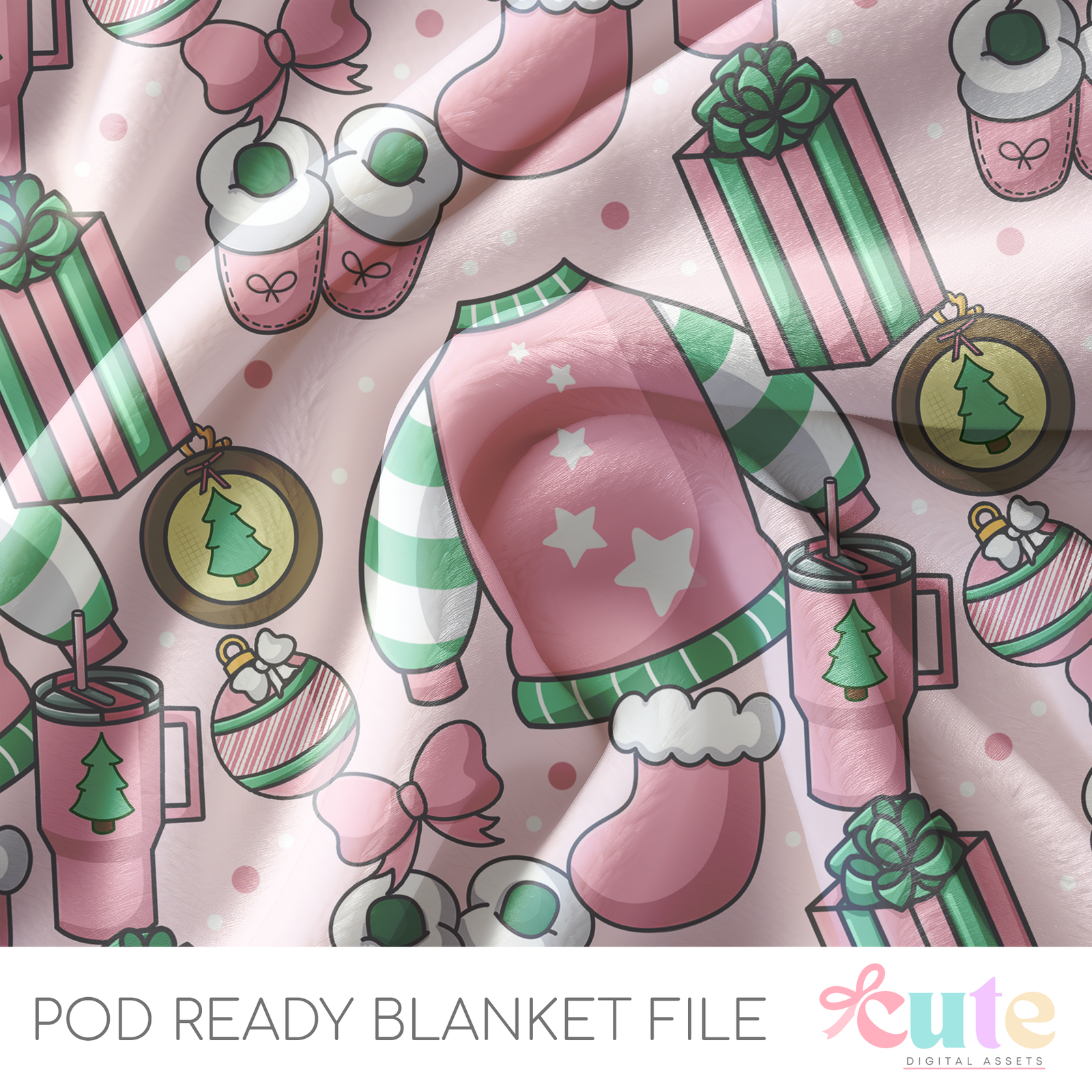 Cozy Pink Christmas POD Blanket File
