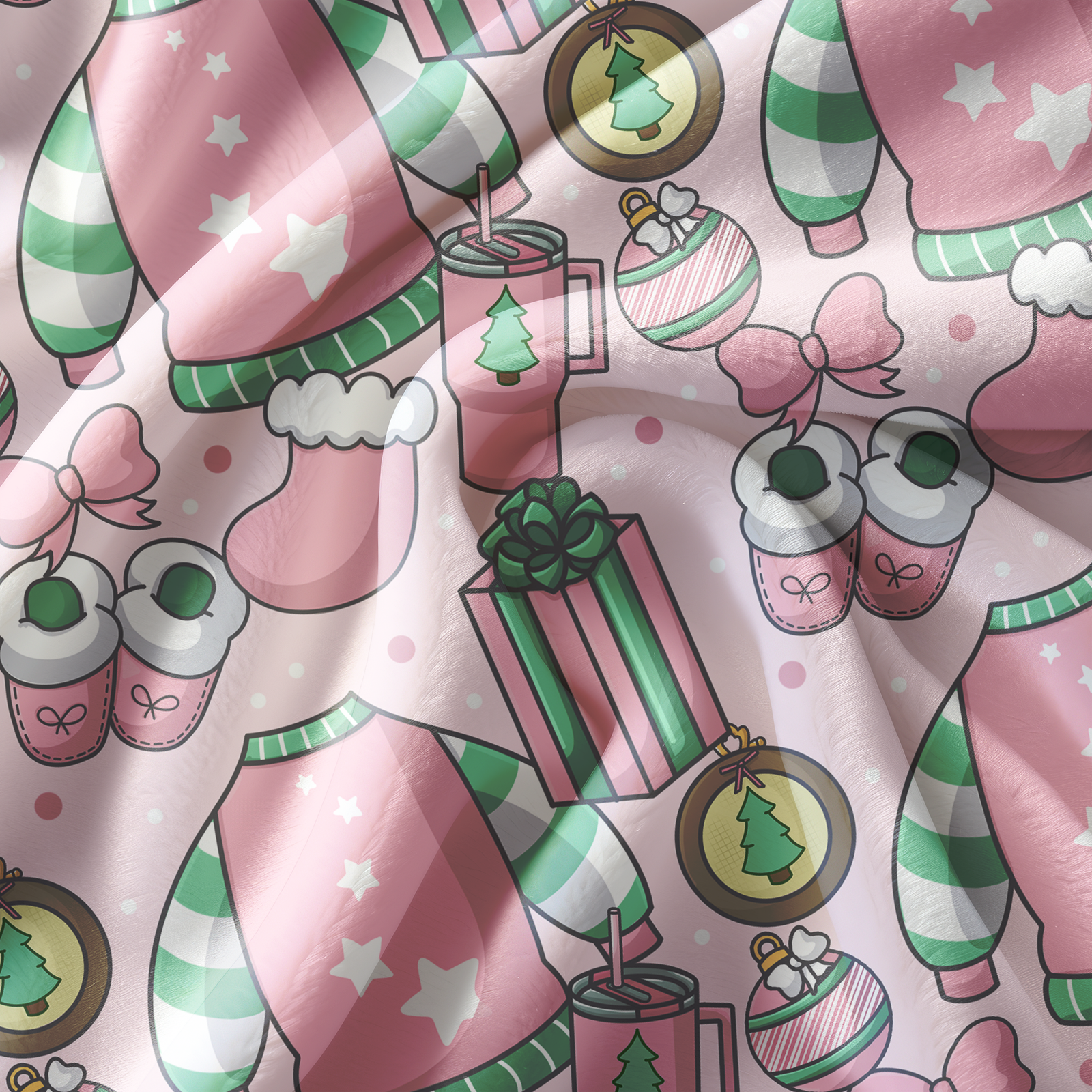 Cozy Pink Christmas POD Blanket File - Image 3