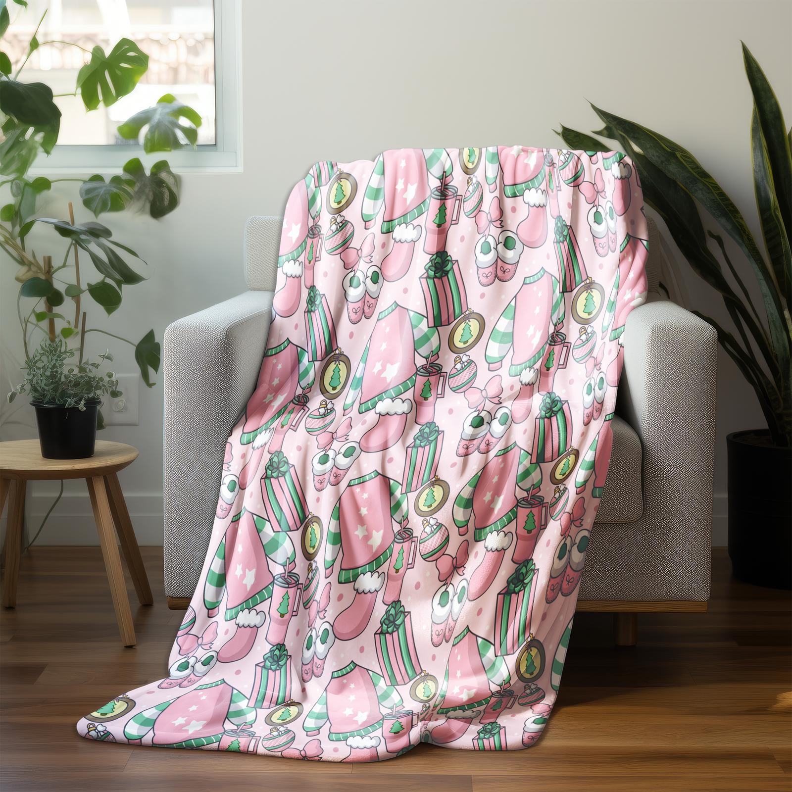 Cozy Pink Christmas POD Blanket File - Image 2