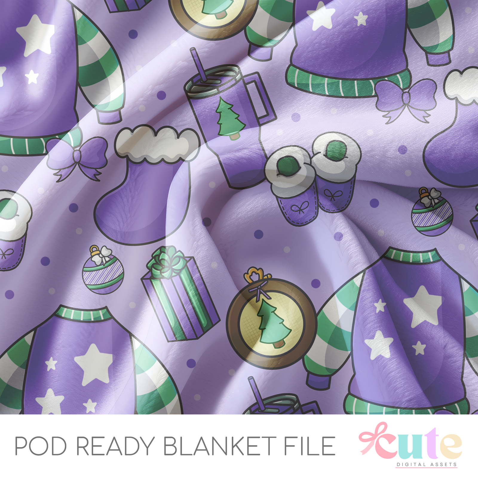 Cozy Purple Christmas POD Blanket File