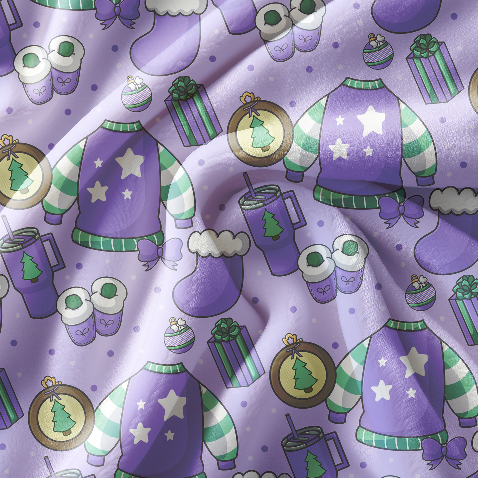 Cozy Purple Christmas POD Blanket File - Image 3