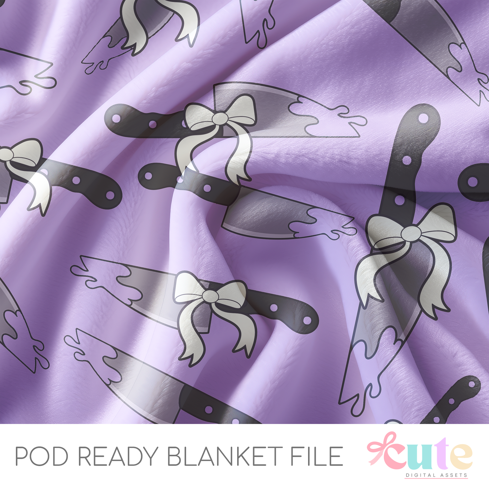 Creepy Kawaii Knives Purple POD Blanket File