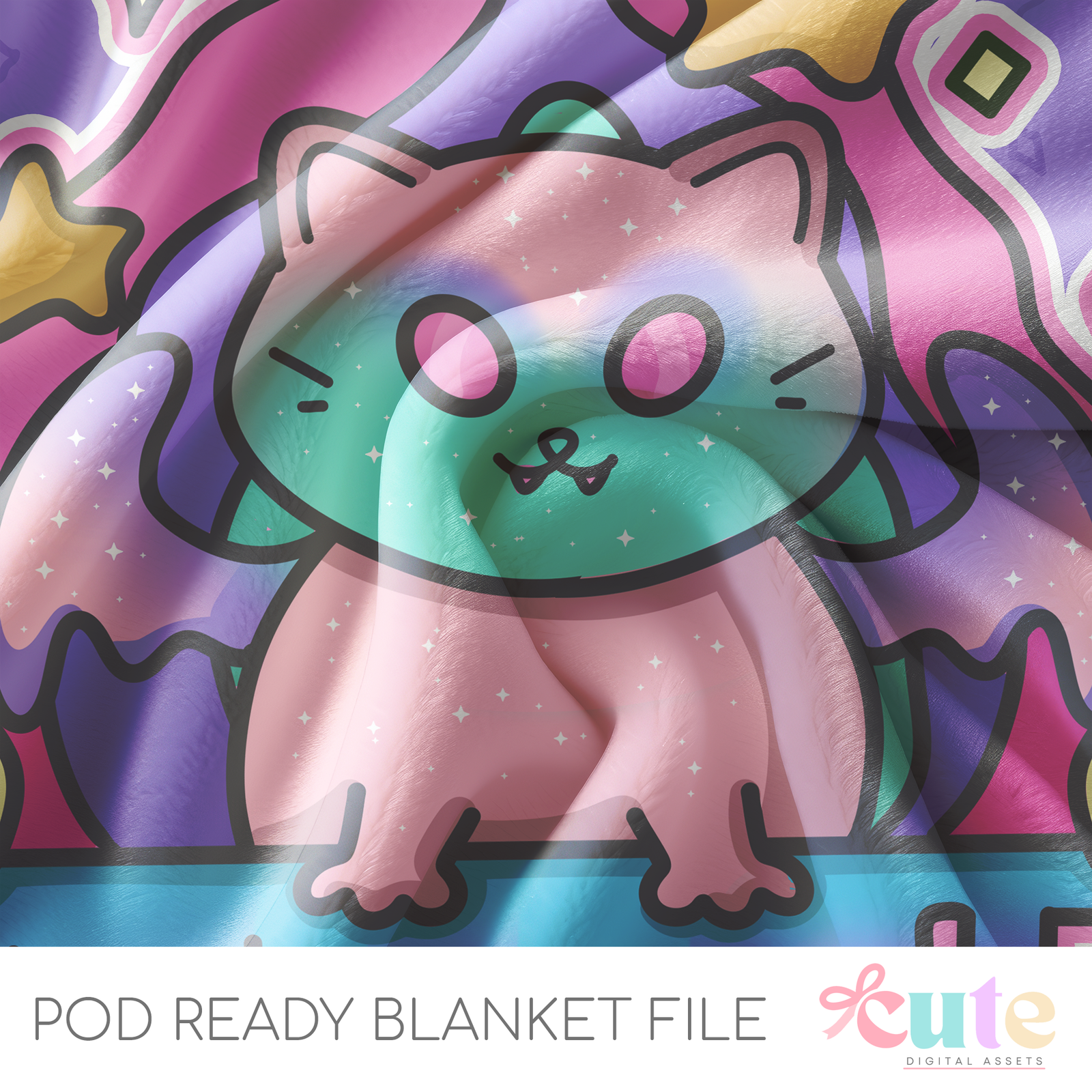 Creepy Pastel Kitty POD Blanket File