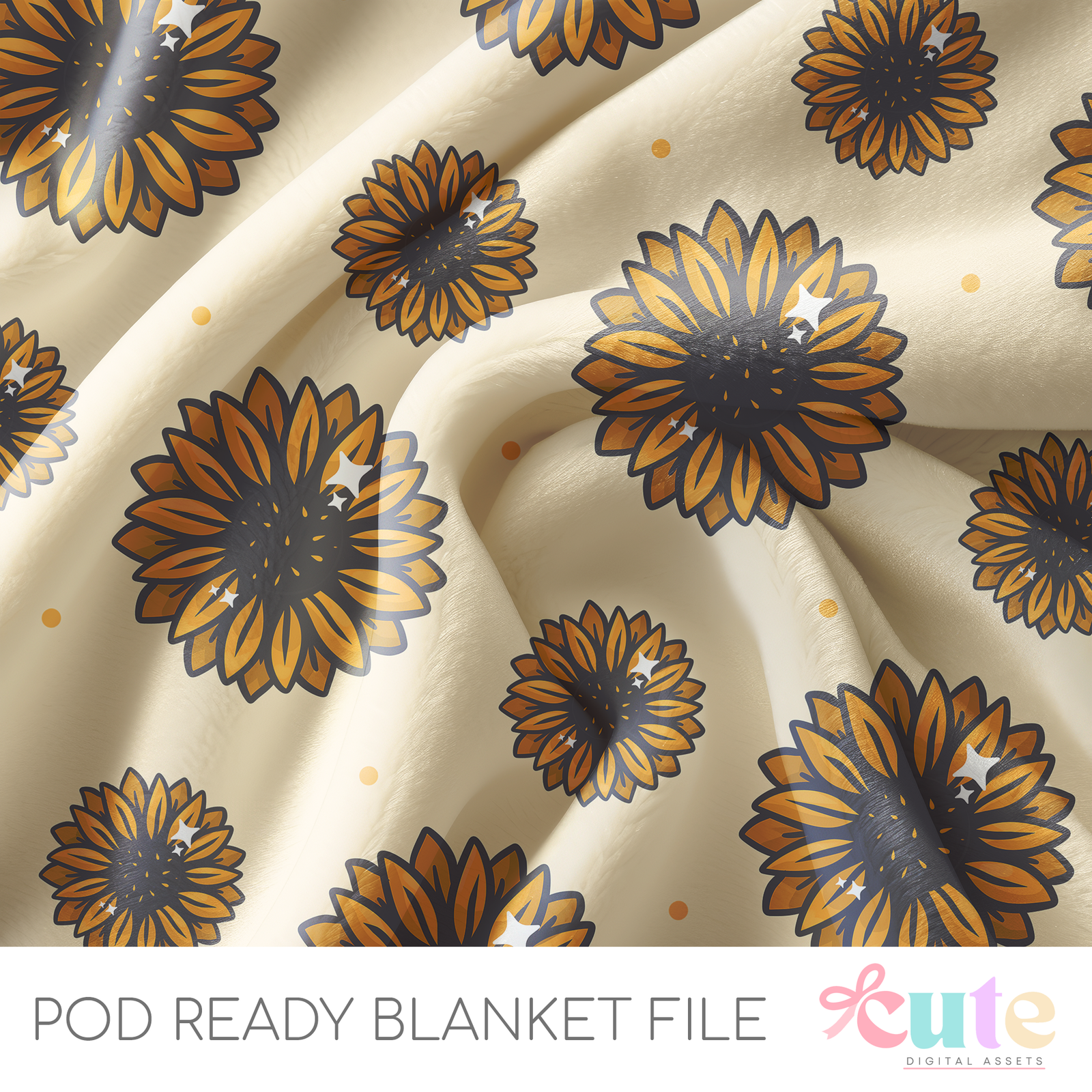 Cute Sunflowers Cream POD Blanket File