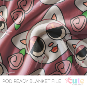 Mauve Kitty and Roses POD Blanket File