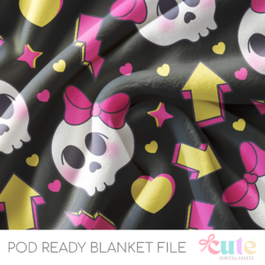 Retro Vibes and Skulls Black POD Blanket File